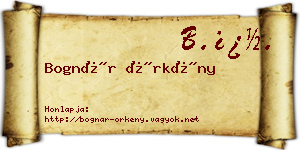 Bognár Örkény névjegykártya